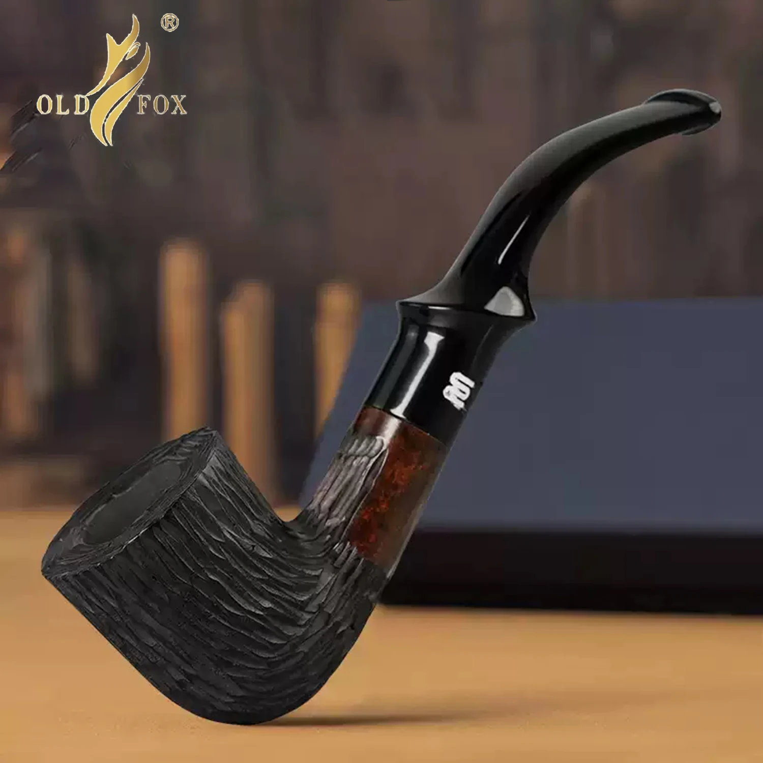 OLD FOX Small Briar Tobacco Pipe Hand-carved Pipe 9mm Filter Curved Handle Portable Pipe Gift Box Packaging With Cleaning Access