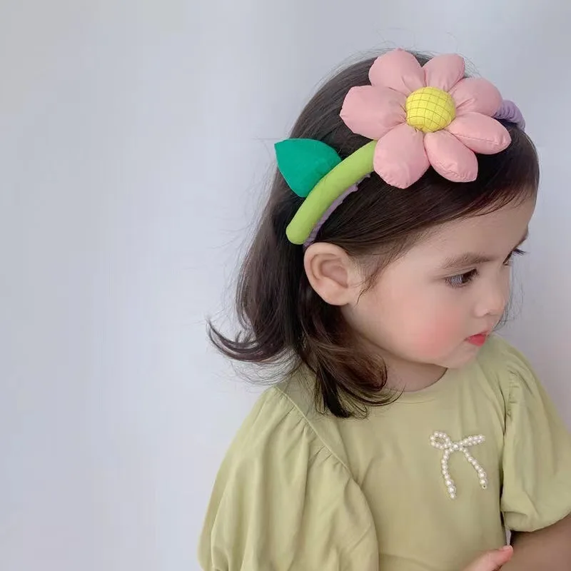 Korean 3D Flowers Hat Sunflowers Cute Girls' Hair Bands Spring Summer Hair Wear Baby Girl Birthday Gifts Headbands Supplies