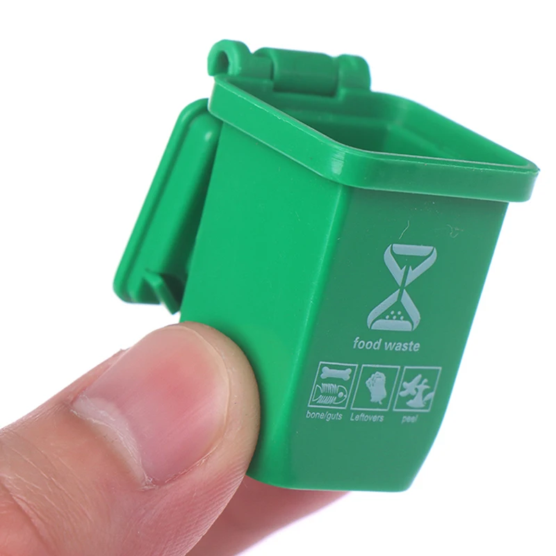 5PCS 1:12 Dollhouse Miniature Trash Can Model Accessories Furniture Toys Garbage Truck Cans Curbside Vehicle Bin Toy Gifts