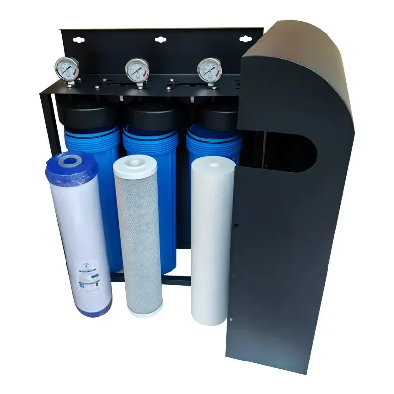 20 Inch 3 Stage Big Blue Whole House Water Purifier Stainless Steel Cover Home Water Filtration System