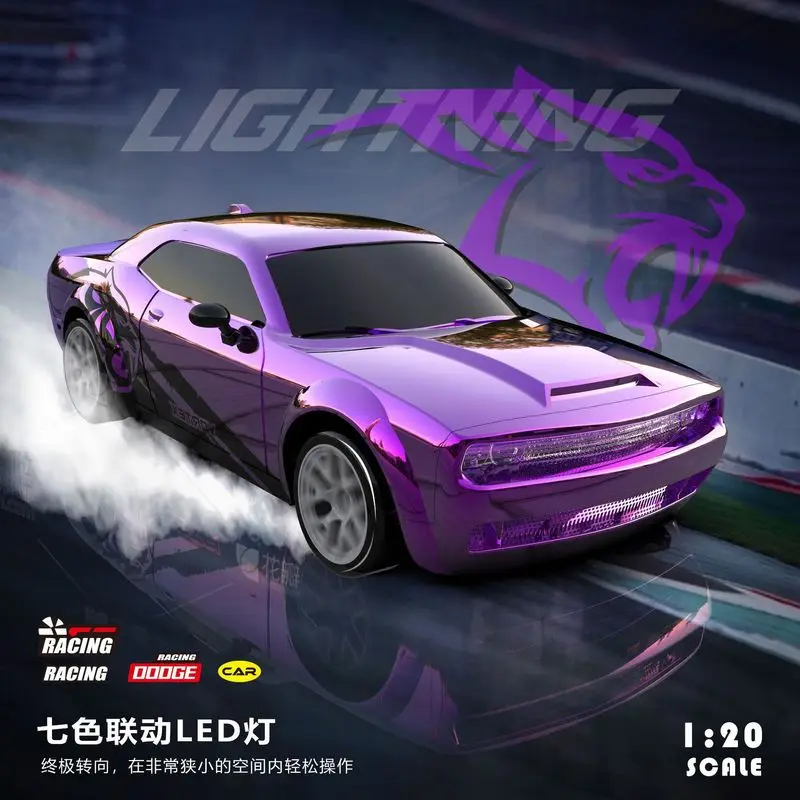 RACING Alloy RC Drift Car 1:20 Scale Dodge Hellcat 4WD High Speed Remote Control Car LED Lights Kids Boys Racing Toy