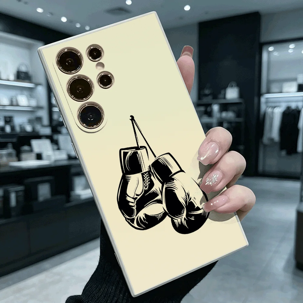 Hanging Boxing Gloves Shockproof Soft TPU Back Case For Samsung S22 S23 S24 S25 S26 Ultra A16 A35 A55 Anti Drop Cover