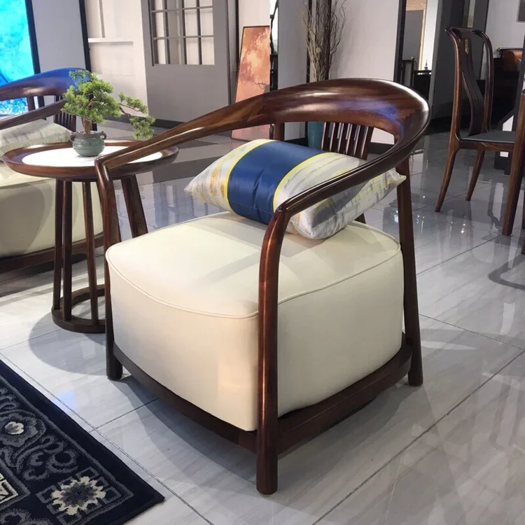 Ebony solid wood leisure chair single sofa chair light luxury sales office hotel clubhouse reception