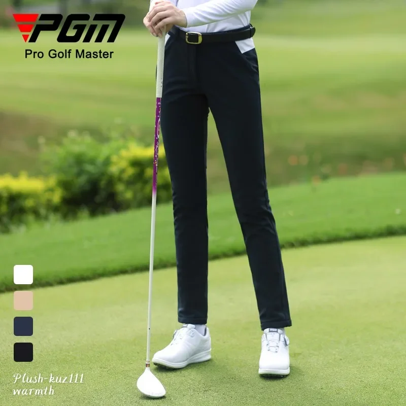 Pgm novas calças de golfe femininas de pelúcia inverno calças compridas senhoras engrossadas calças esportivas finas à prova dwaterproof água moletom XS-XL
