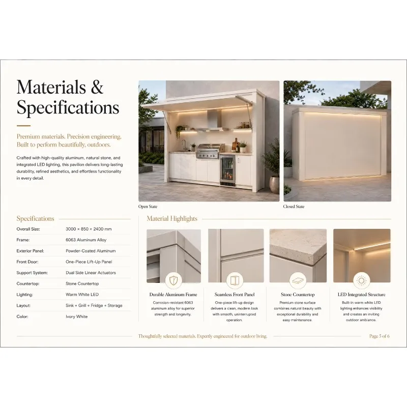 Modular Outdoor Kitchen Cabinets Prefabricated BBQ Pod with Grill Sink Storage and Worktop for Garden Patio and Poolside Cooking