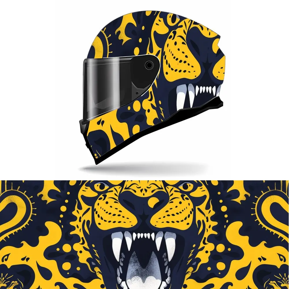Autocollant d'enveloppe de casque complet imprimé artistique panthère vif, autocollant graphique de course pour casque de moto, autocollant décoratif en vinyle pour casque