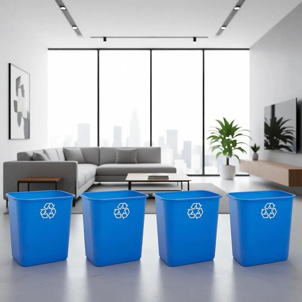

Space-Saving 7 Gallon Recycling Bin, Fits Under Desk, Ideal for Offices, Kitchens, Dorms, Easy Clean, Blue (12-Pack)