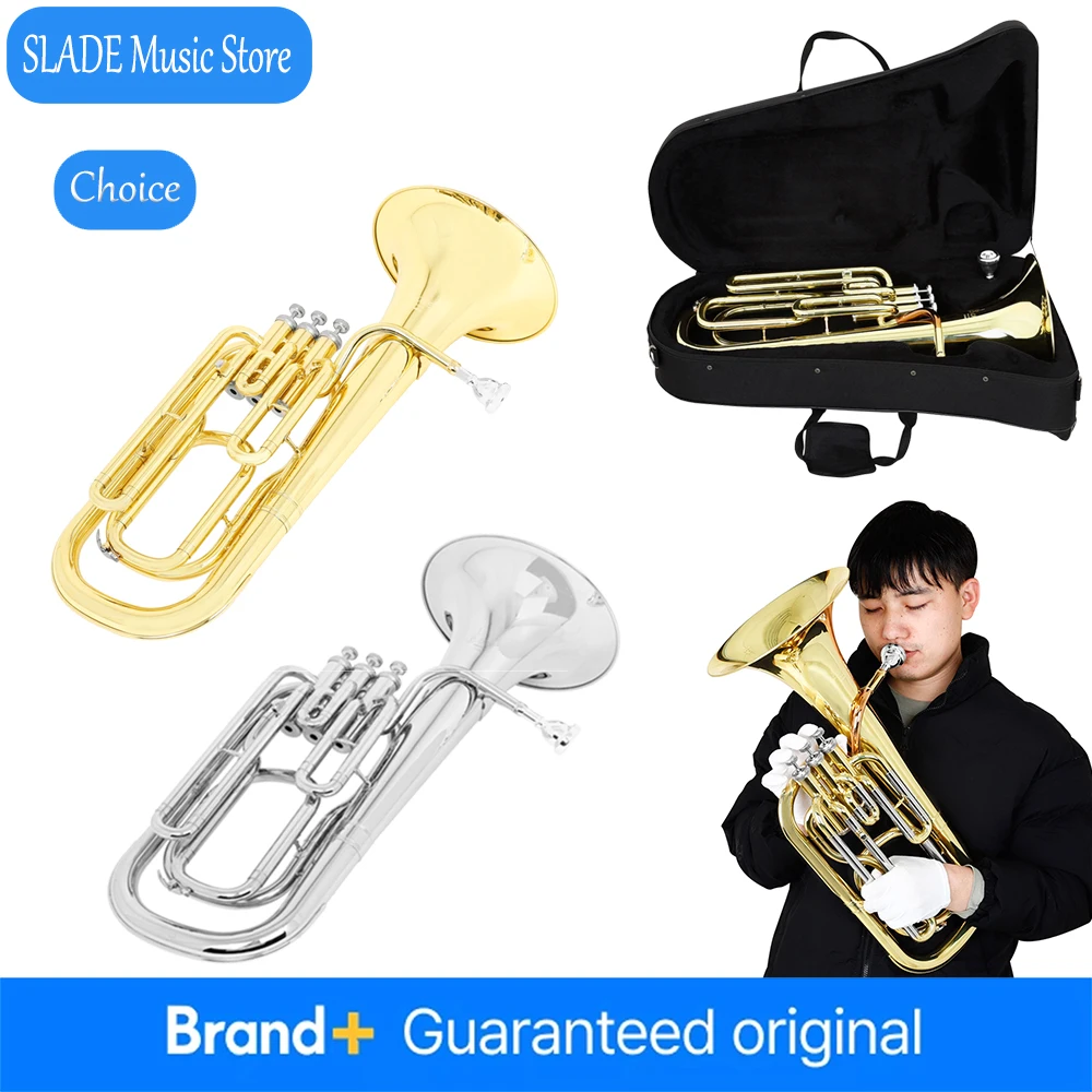 

Эуфониум SLADE Bb Flat Tenor Horn с 3-клавишной вертикальной системой клавиш, латунный корпус, запчасти и аксессуары для инструментов, с чехлом, перчатками и ремнями для переноски