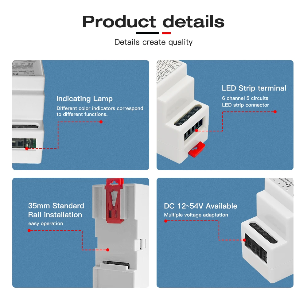 Gledopto Zigbee 3.0 Din Guide Rail 5 in 1 RGBCCT/RGBW/RGB/ CCT/Dimmer LED Strip Controller Pro Alexa Tuya Conbee Zigbee2mqtt App