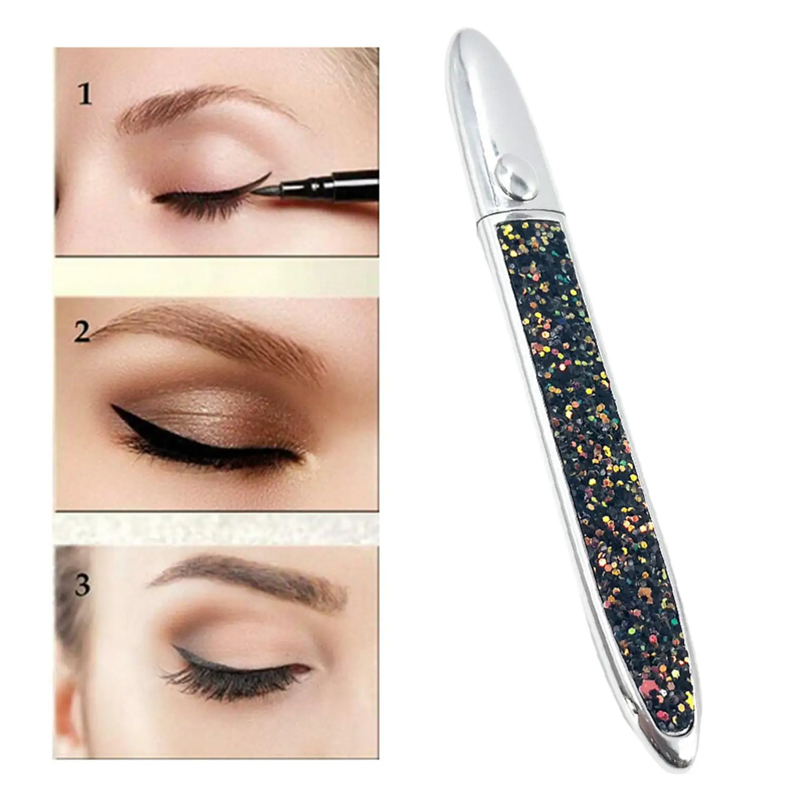 Glitter Eyeliner Pencil Stamp Slim Waterproof Liquid Eyeliner Pen for Easy False Lash Use