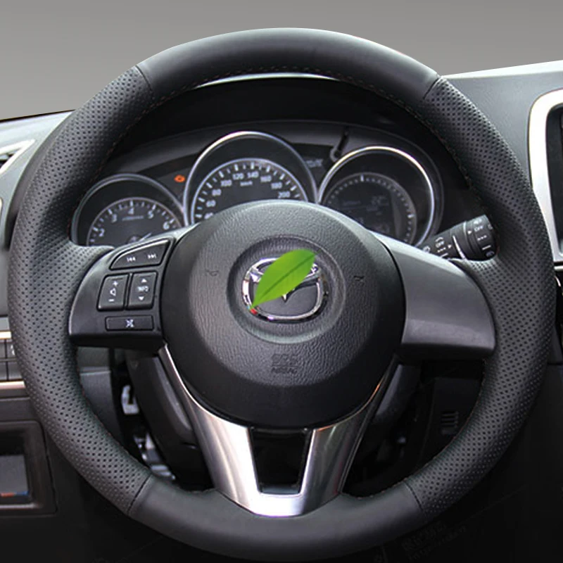 

Briad on Steering Wheel for Mazda 3 CX-5 CX5 Atenza CX-3 Scion IA Hand Stitched Genuine Leather Protector Steering Wheel Cover
