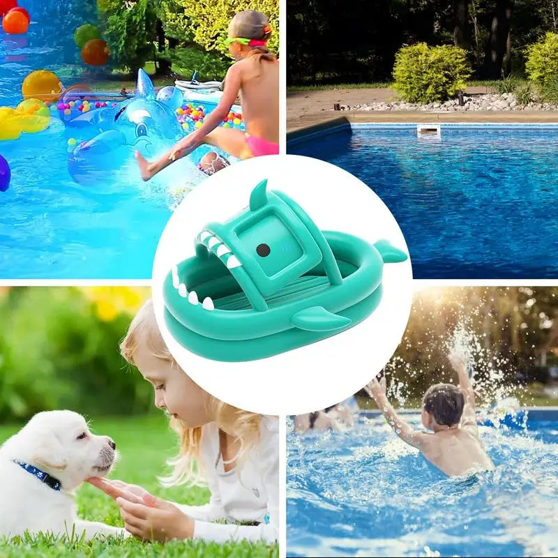 Portable Water Pool Outdoor Swimming Pool Backyard Paddling Pool With Sunshade Canopy Outside Water Pool Shark Swimming Pool For