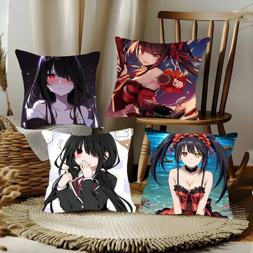Tokisaki Kurumi Anime DATE A LIVE Pillow Case Fashion Square Pillowcase Bedroom Sofa Room Ins Decoration Leisure