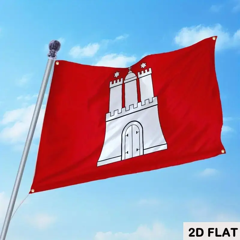 2D FLAT 1pc Funny Pattern Flag Banner Wth Red Flag, White Castle And Stars, Polyester  Banner For Parties, Wedding, Halloween