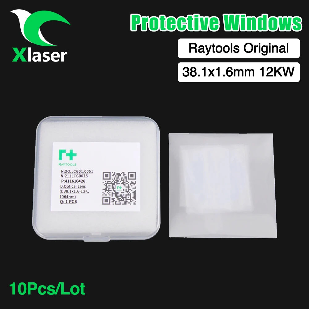 

XLaser 10Pcs/Lot Raytools Original Protective Windows 38.1x1.6mm 12KW 211LCG0076 Lens For BM114S BM115 Fiber Laser Cutting Head