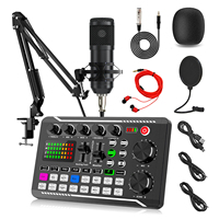 Podcast Live Streaming Bundle, F998 Wireless Bluetooth Live Sound Card with Microphone Set Mixer Recording Studio Live broadcast