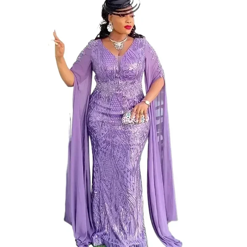 Robe de soirée africaine à paillettes pour femmes, grande taille, Dashiki, Ankara, robe de soirée de mariage, batterie sexy, Maxi, Noël, 2025