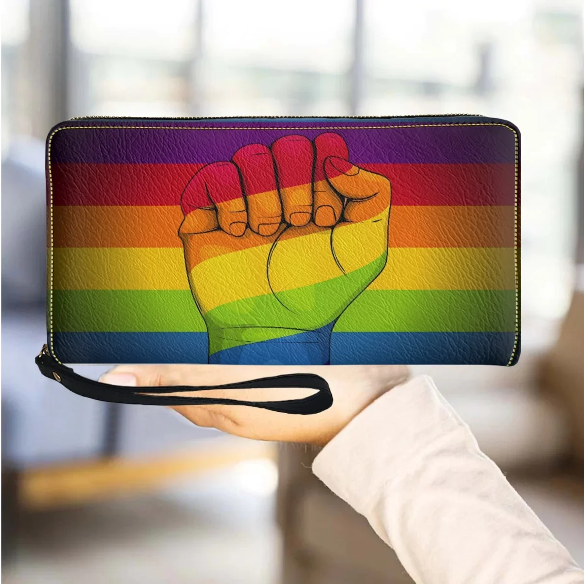 

Rainbow Flag Fist Design Women Wallet Fashion PU Leather Portable Clutch Bag LGBT Pride Casual Party Travel Coin Bags Purse 2023