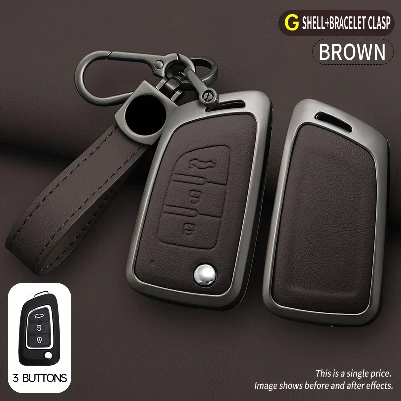 Zinc alloy + leather Car Key Case Cover Fob for DongFeng DFM 580 370 S560 AX7 AX5 AX4 AX3 MX5 Auto Accessories Protector