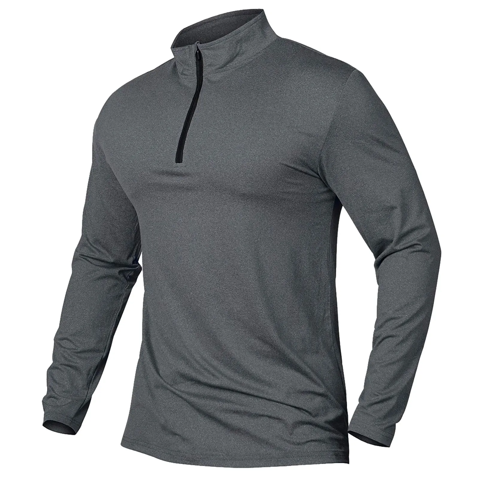 Autumn Spring Outdoor Sports T Shirts Men's Quarter Zip Breathable Shirt Long Sleeve Cycling Activewear Solid Pullover Top