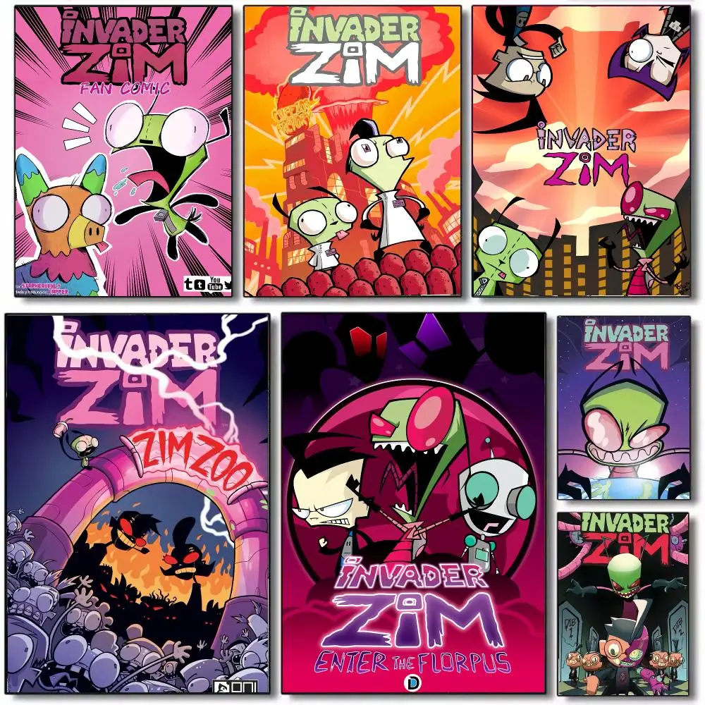 I-Invader Z-Zim Poster Wall Art Printed Decor Sticker Stylish Home Gift for Living Room Bedroom Corridor Cafe