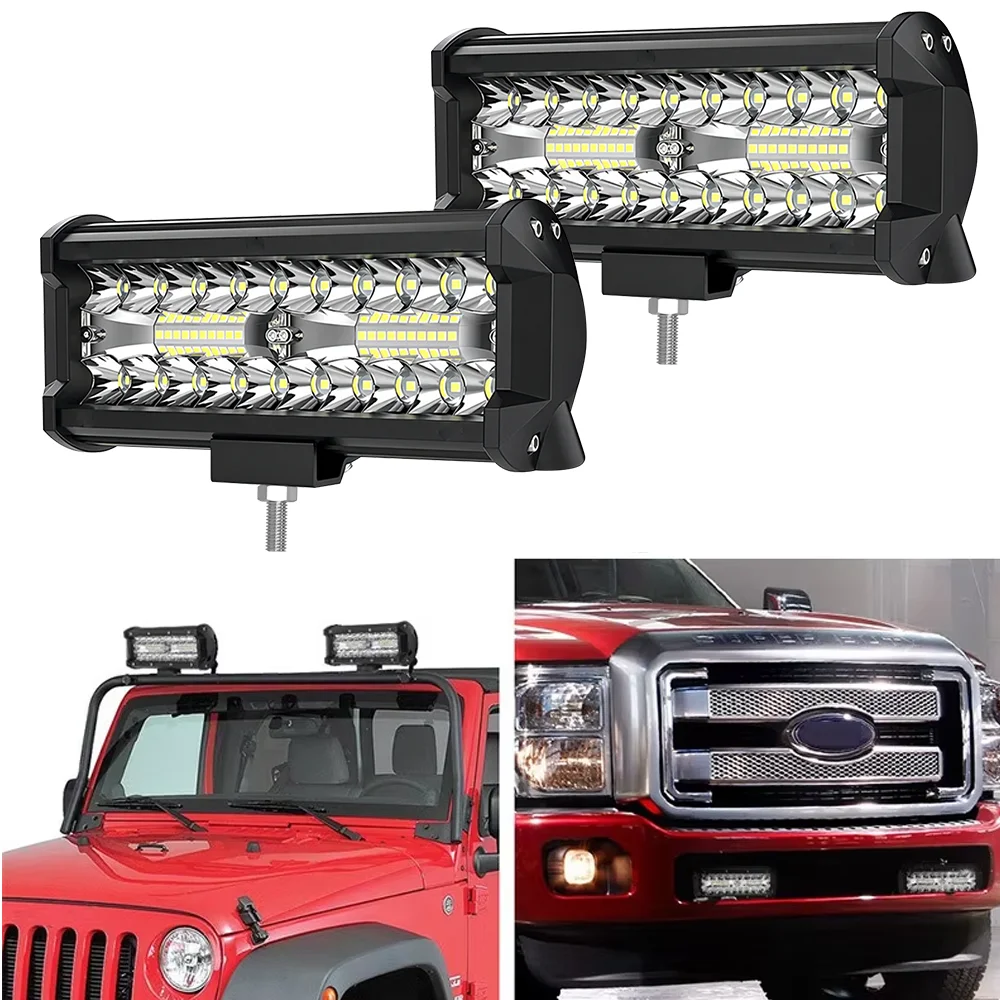 سيارة عمود إضاءة LED ضوء العمل 12 فولت 24 فولت الطرق الوعرة بقعة الفيضانات كومبو عمود إضاءة LED ضوء العمل ل ATV UTV جيب لادا نيفا 4x4 شاحنة قارب SUV