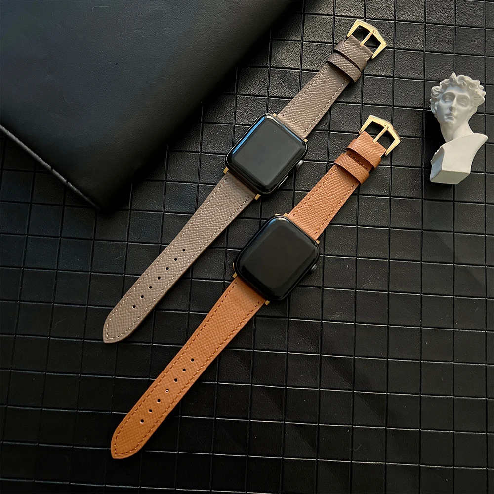 Leather Strap for Apple Watch Band 49mm 45mm 41mm Rose Gold Bangle Buckle Wristband for iWatch Ultra 8765432SE 44mm 40mm 42 38mm