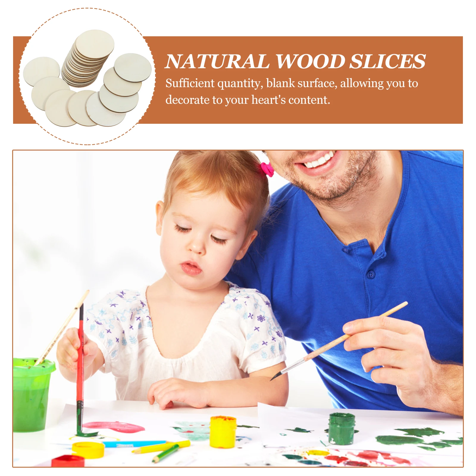

50pcs Round Wood Slices Decorative DIY Crafts Home Embellishment Natural Wooden Discs 60mm Sewing Accessories