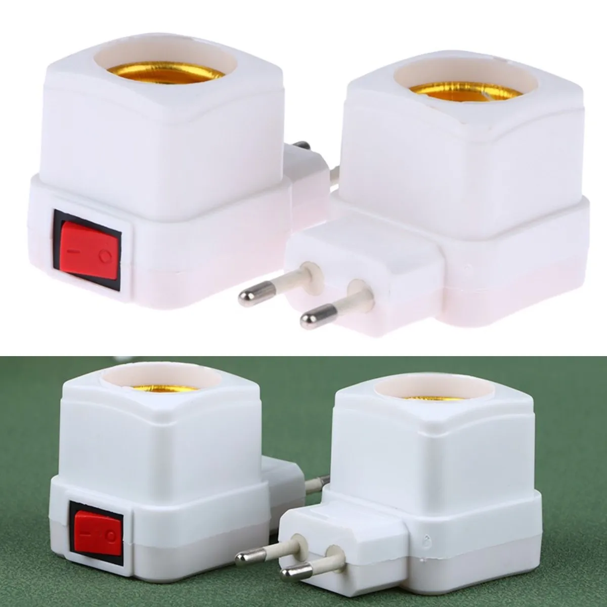 Household E27 Socket Lamp Bulb Adapter White LED Light Lamp Bulbs Socket Base Lamp Holder Holder Plug Adapter ON/OFF Switch