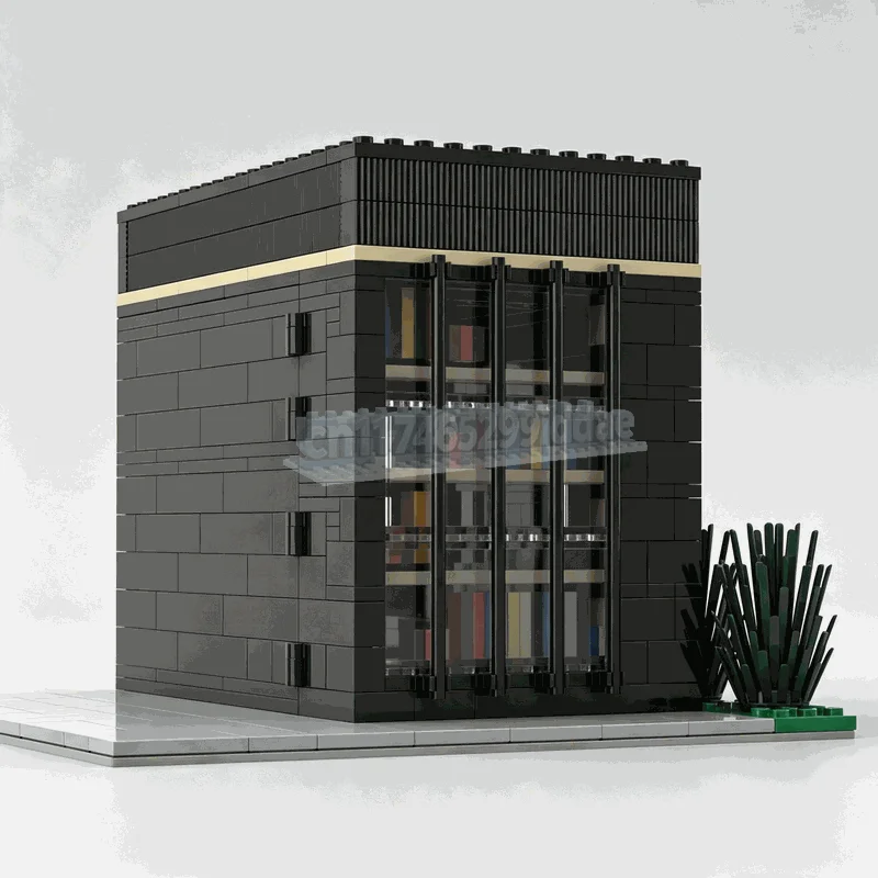 NEW 511PCS Modern Street Library Building Blocks Reading Room Architecture Model Creative DIY Assembly Display Collection Gift