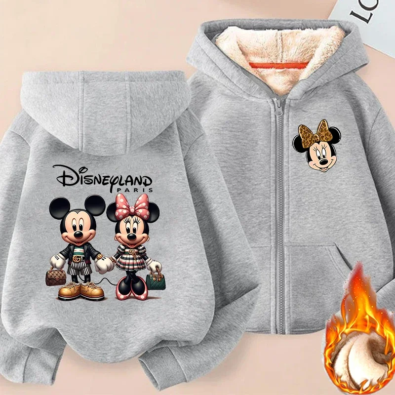 Minnie Mouse Women Zipper Hoodie Sweatshirt Girl Winter Keep Warm Jacket Womens Oversized Thick Streetwear Casual Hoody Coat Top