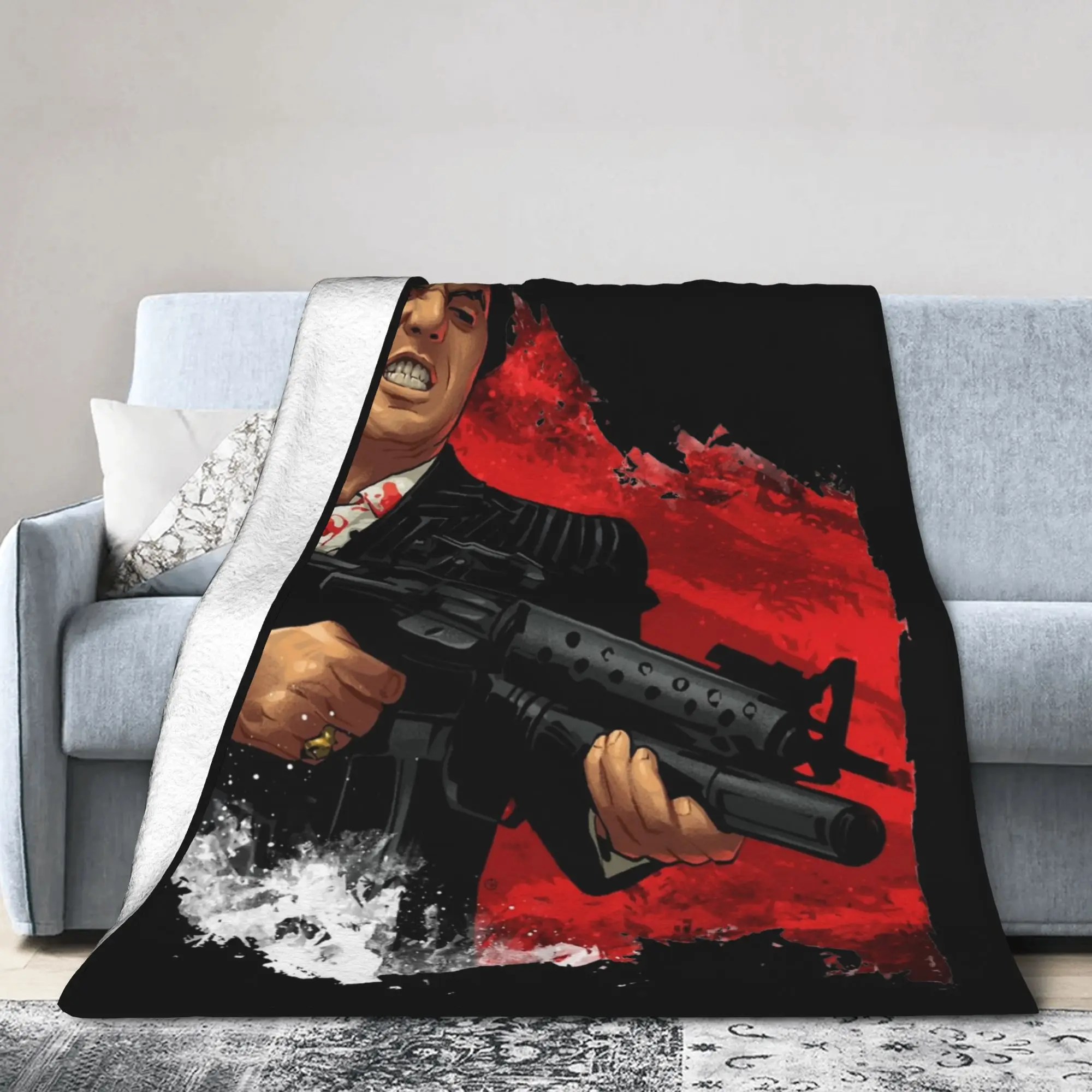 Scarfaces Tony Montana Blanket Flannel Winter Movie Film Hip Hop  Breathable Ultra-Soft Bedding Throw Blankets for Bedspread