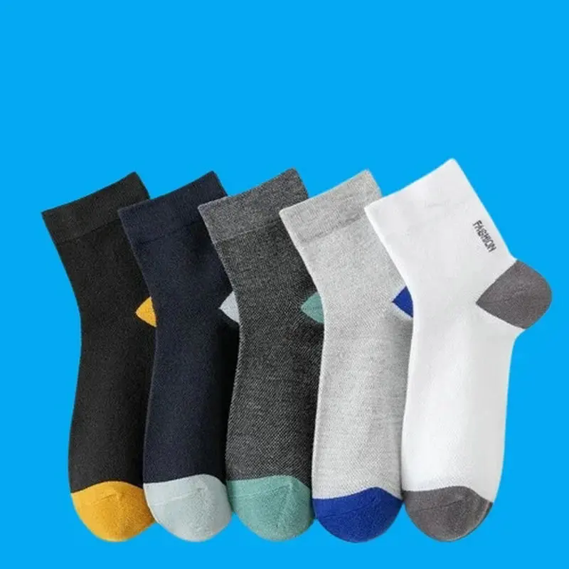 Calcetines de malla de longitud media para hombre, medias deportivas finas, transpirables y absorbentes del sudor, 5/10 pares, 2024