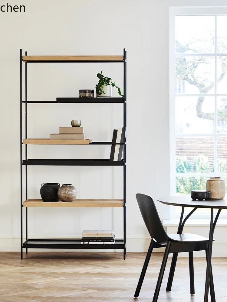 HXL Industrial Style Simple Stainless Steel Display Rack Iron Art Bookshelf Floor Storage Rack