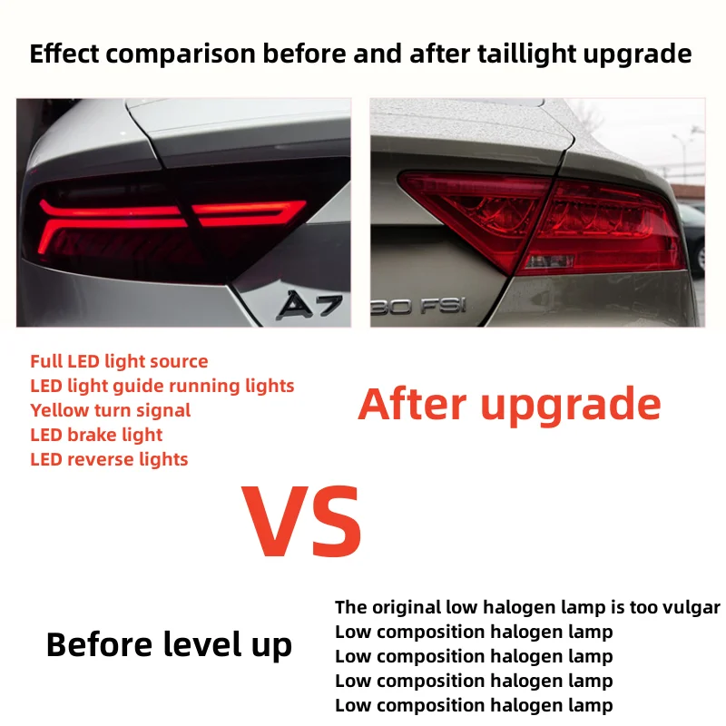 Auto Accessories 12 to 18 for Audi A7 Taillight Assemblies Modified with LED Water Steering Rear Tail Lamp A7 New Model