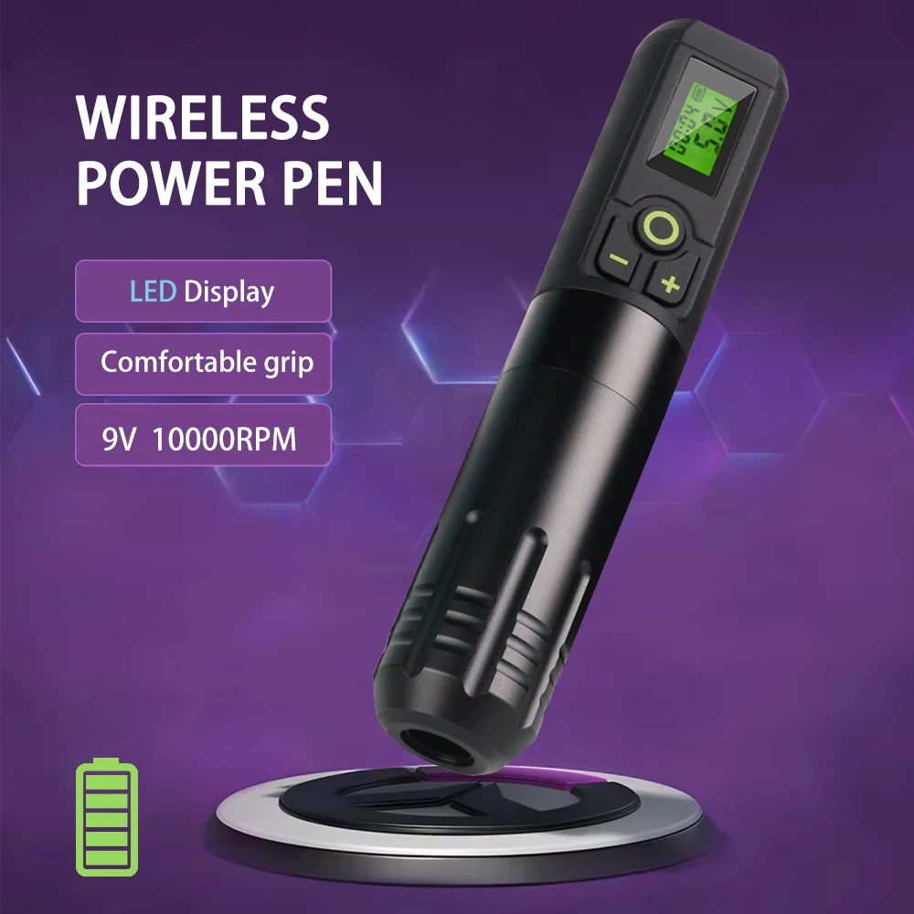 

Профессиональная беспроводная машина для татуировки, 2000 мАч, мощный цифровой светодиодный дисплей, малошумный двигатель для боди-арта, инструменты для татуировки, художники