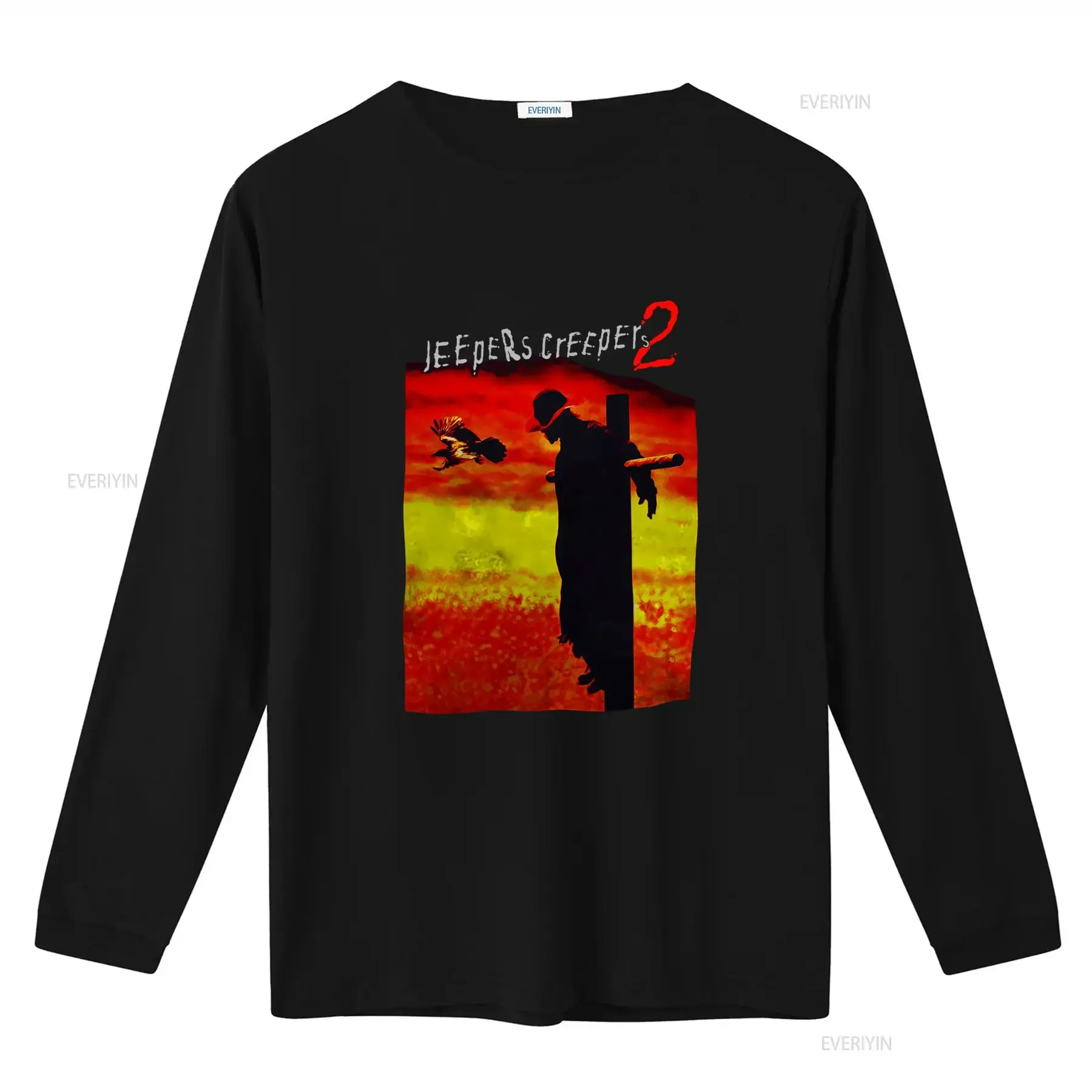 Vintage Classic Horror Movie Jeepers Creepers 2 Crow Silhouette Print Casual T Shirt vintage Washed fashion Stylish Stretched - view 3