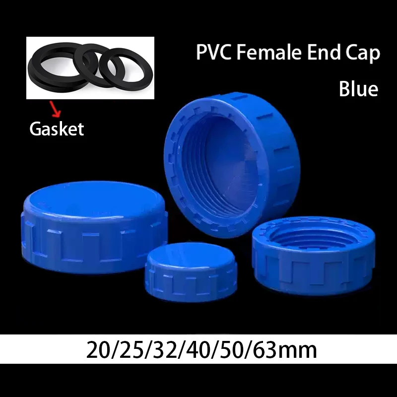 

1-100pc 20-60mm Blue PVC Female End Cap Aquarium Fish Tank Drain Cap Screwed Cap Garden Irrigation Pipe Connector Water Tube Cap