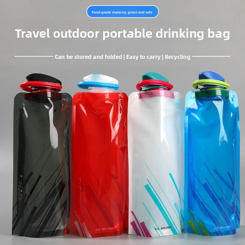

Outdoor Cycling Sports Water Bottle Portable Hiking Cup PE Plastic Foldable Water Bag Promotional Gift Hydration Reservoir