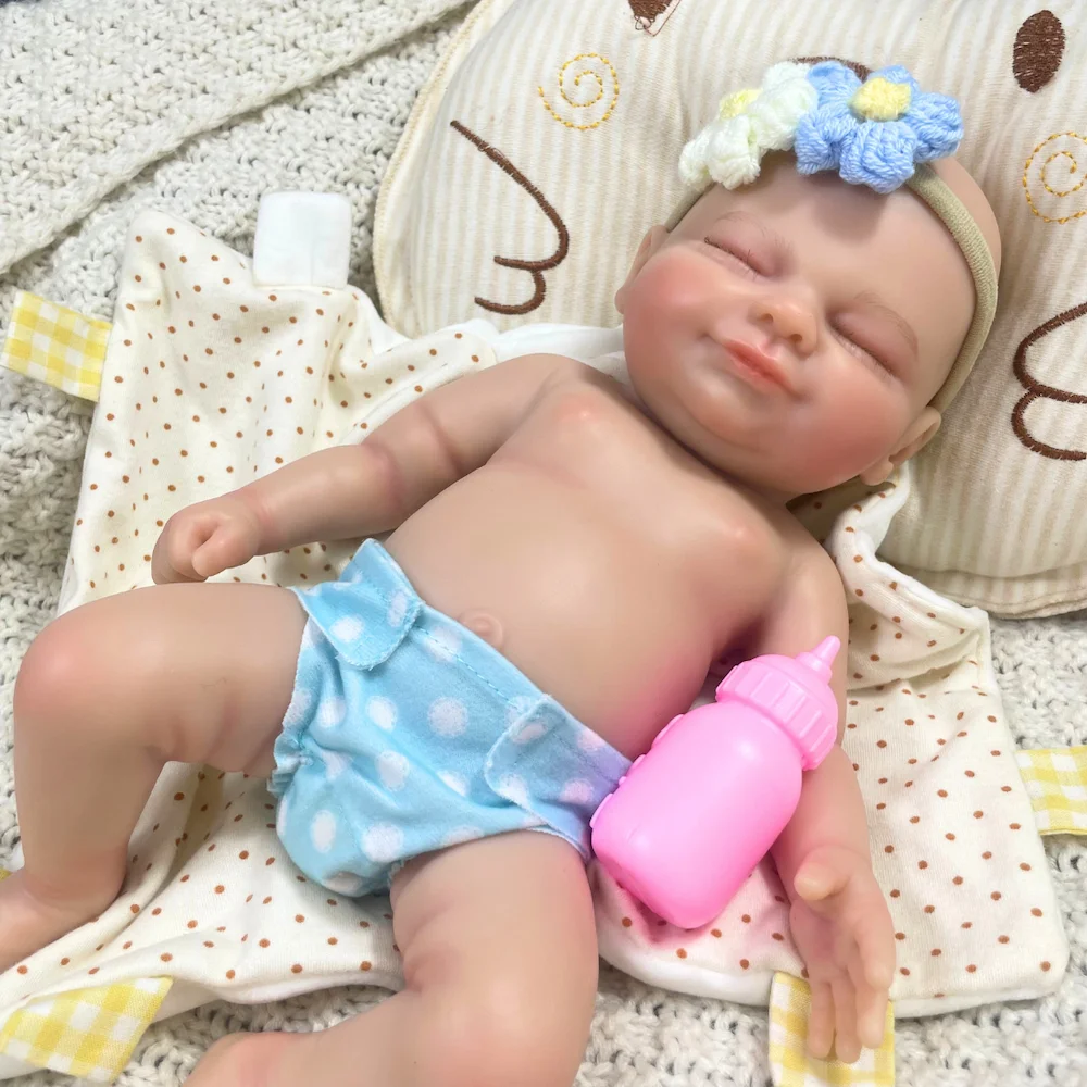 13.5インチのぽっちゃりヘイリーミニリボーンフルシリコンベビー人形女の子洗えるボディソフトソリッドシリコン人形誕生日クリスマスプレゼント