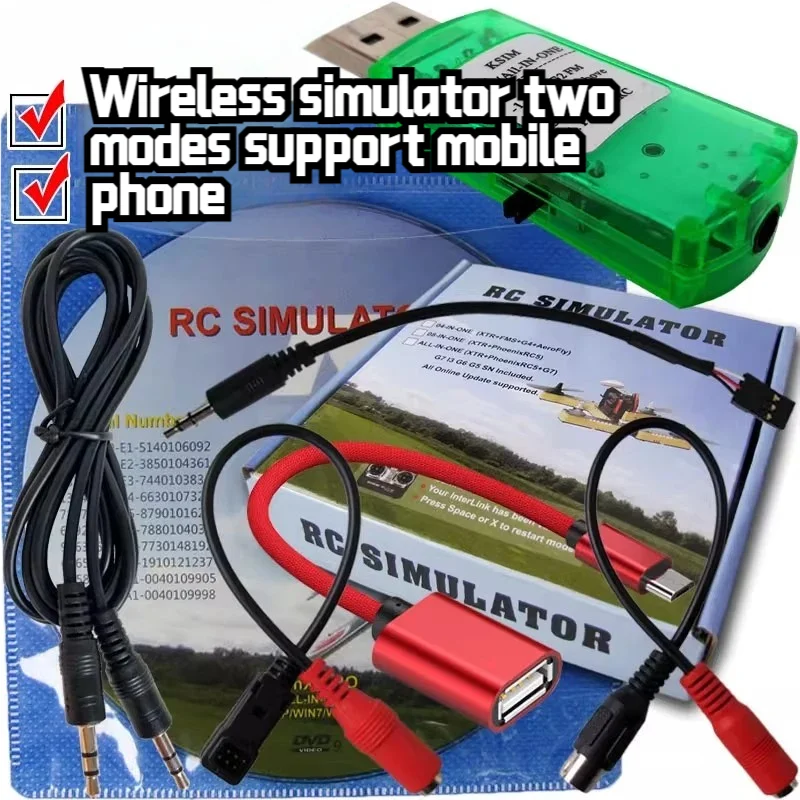 8 In 1 22 In 1 Wireless Wired RC Flight Phoenix Simulator Dongle For Freerider G7 Fixed Wing Phoenix 5.0M~2.0 XTR FMS Aerofly