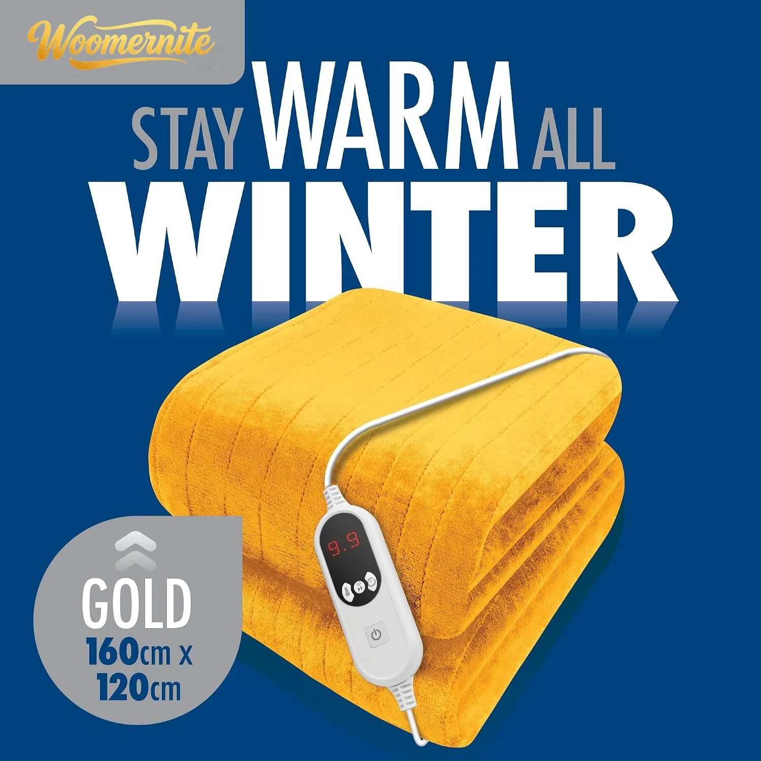 Heated Throw Electric Blanket, 9 Heat Settings, 12HR Timer, Navy Soft 160 X 120cm Microfleece Heated Throw with 9 Heat Settings,
