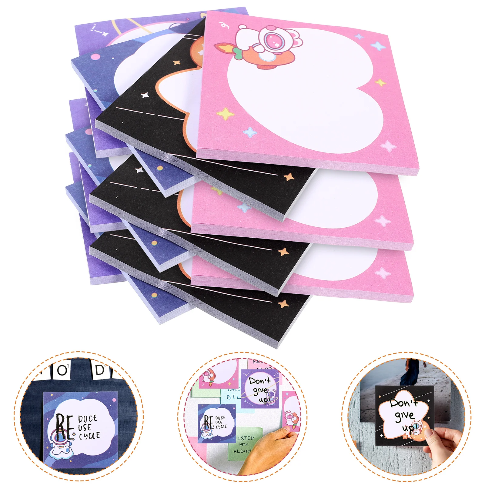 12 Books Astronaut Cartoon Notepad School Stickers Stationery Scrapbook Memo Pads Paper