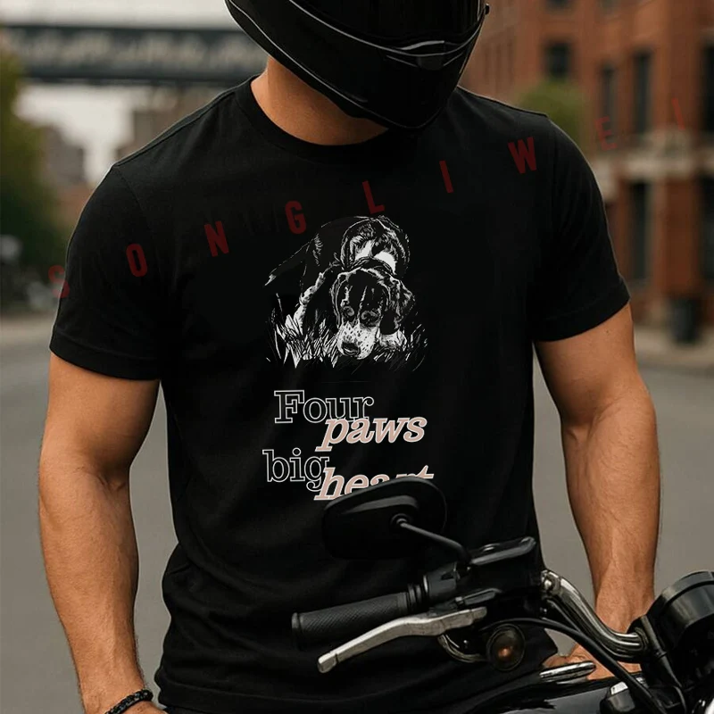

Beagle Smelling Grass With A Phrase In Serif Font Design Moto Cotton T-Shirt Ultra Soft Round Neck Short Sleeve Tee For Men