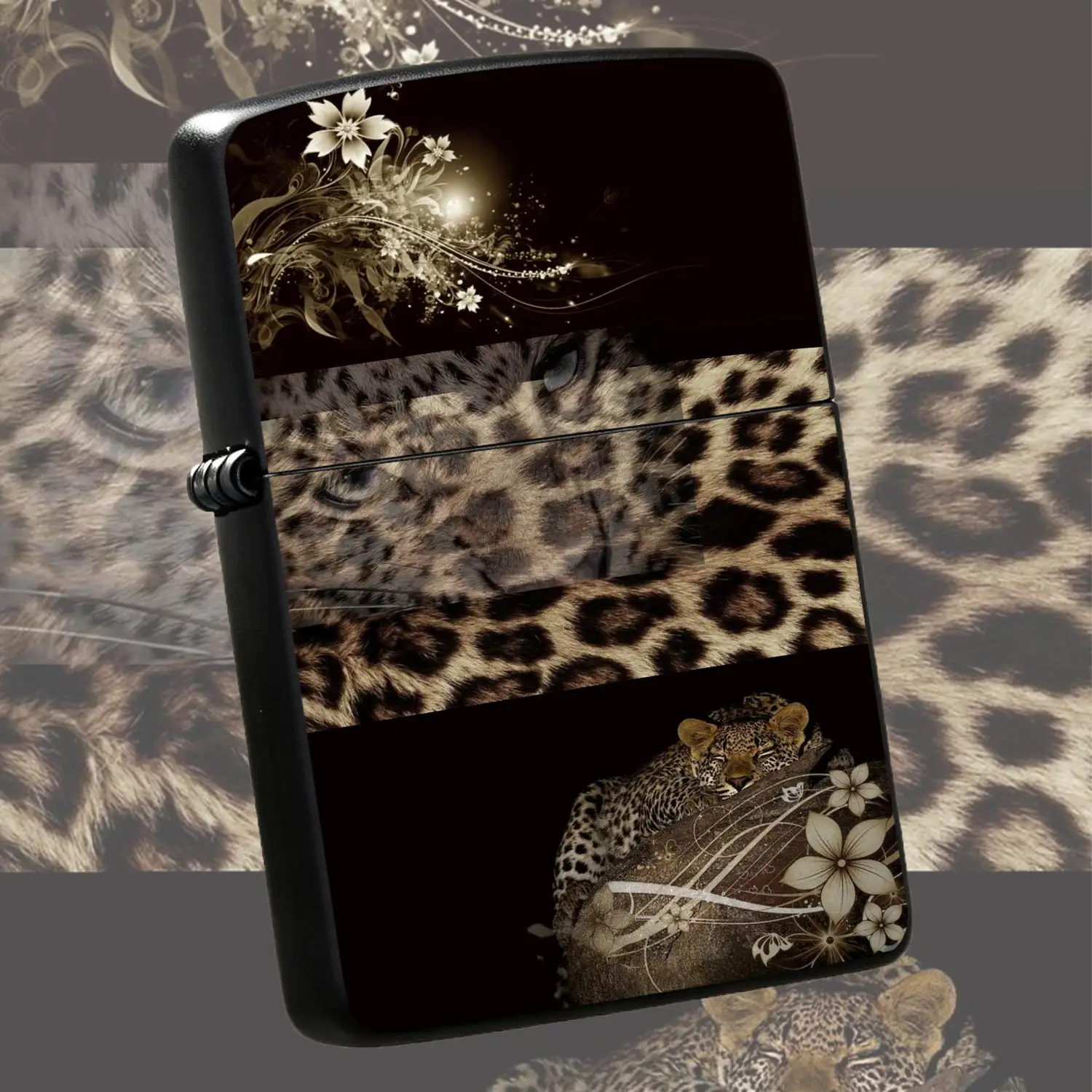 Vintage Creative Leopard Print Decor Ornament, Elegant Dark Golden Floral Art Style, Trendy Delicate Portable Accessory, Multi-scenario Practical Exquisite High-grade Gifting Choice for Daily Use A Humorous And Interesting Lighter