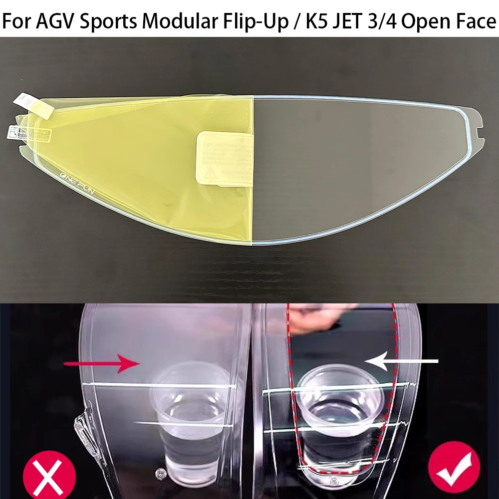 

For AGV Sports Modular Flip-Up / K5 JET 3/4 Open Face Helmet Visor Anti Fog Film
