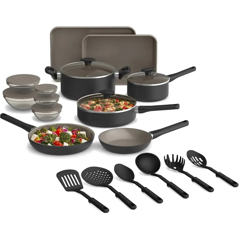 21 Piece Kitchen Set with EverGood™ Ceramic Nonstick Coating, Dishwasher & Oven Safe, All Stovetops Compatible