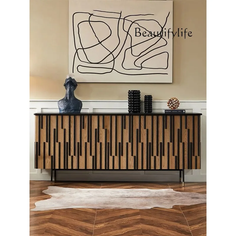 

Italian light luxury solid wood dining side cabinet, living room against the wall, locker storage, tea cabinet, ancient style