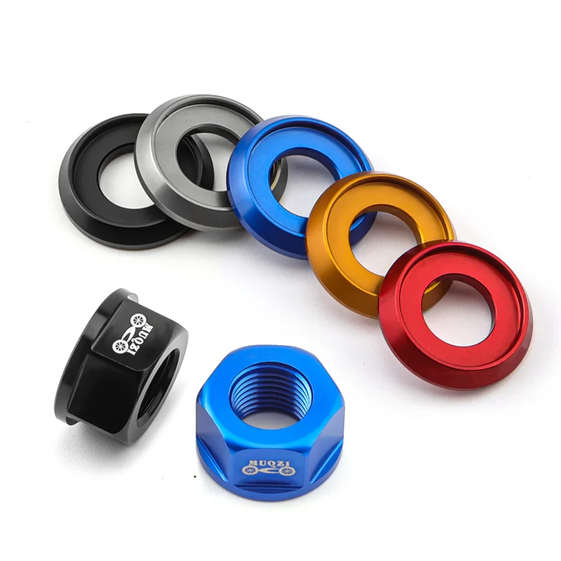 MUQZI 2pcs Bike 3/8 Hub Nut Flange Before Rear Wheel Lock Screw Aluminum Alloy Bolt MTB Road Bicycle