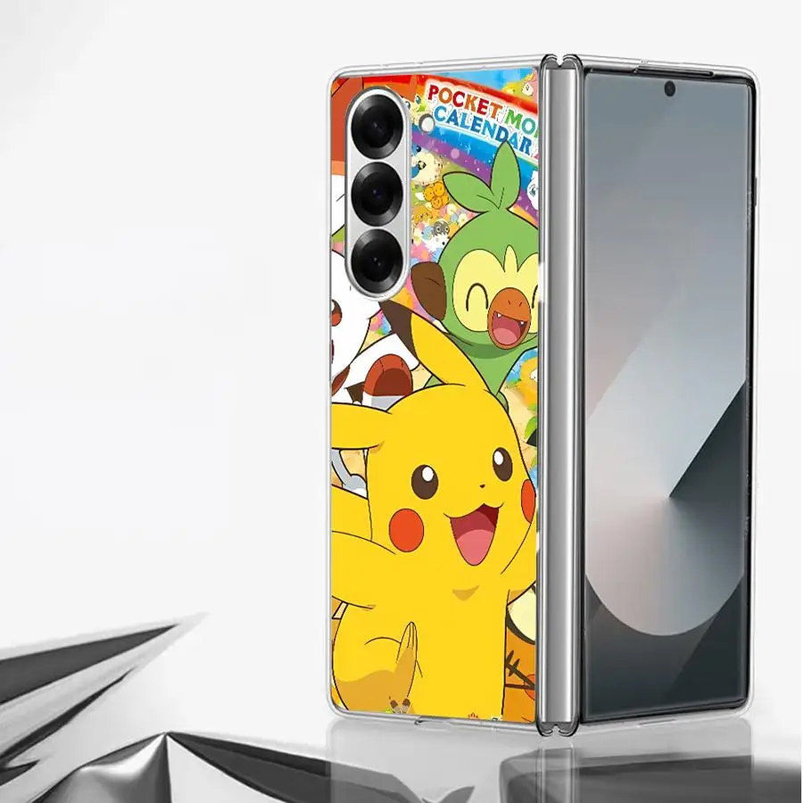 Japanese Anime Cute Pikachu Hard Phone Cover Case for Samsung Galaxy ZFold6 ZFold3 Z Fold 7 6 5 4 3 ZFold7 ZFold4 ZFold5